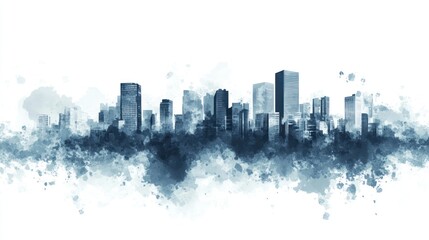 City skyline watercolor illustration