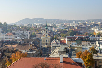 View towards Havas Boldogasszony Church in Budapest, Hungary.