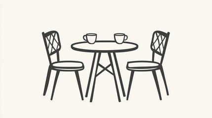 Simple cafe table and chairs illustration