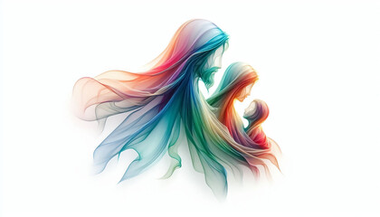 Abstract Holy Family represented by soft silk floating gently in the background. Christmas time