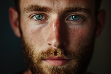 Obraz premium Bearded man with piercing eyes neutral look