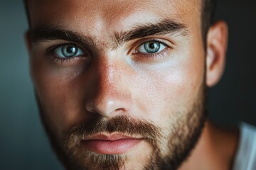 Obraz premium Bearded man with piercing eyes neutral look