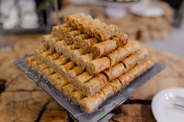 Traditional dessert baklava, middle eastern and delicious