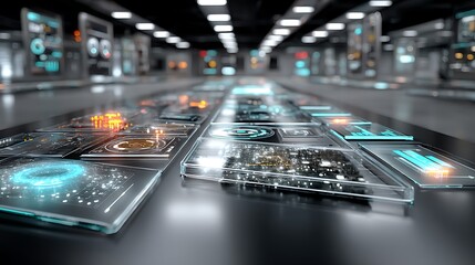 Futuristic digital data interface with lights high resolution picture