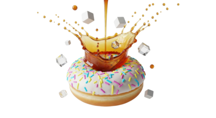 Sweet Treat Temptation: Indulge in a Sprinkled Donut Delight with a Syrup Splash, a Delicious Dessert Concept for Cravings and Foodie Fun