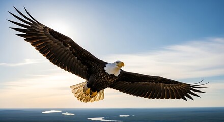 Fototapeta premium Majestic Bald Eagle Soaring High.