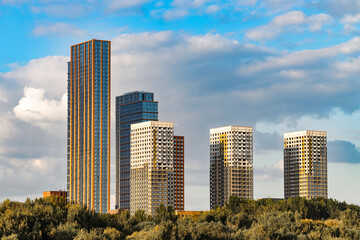 Moscow, Russia - September 12, 2025: modern residential complex against the sky. modern residential complex against the sky. modern urban architecture. finishing works.