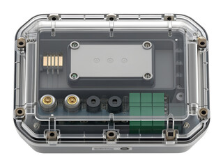 Electronic device in a clear protective case isolated isolated on transparent background