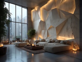 Modern luxury interior with hexagon patterns high resolution picture