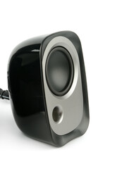 Black and Silver Audio Speaker on White