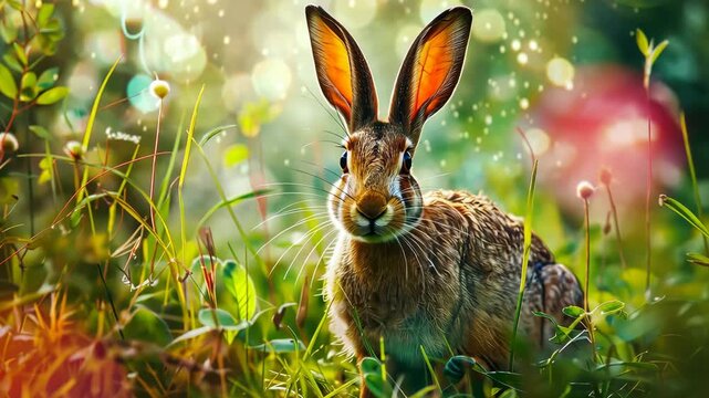 beautiful hare in nature. Selective focus. Nature.