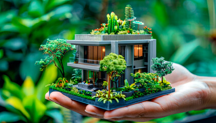 Modern skyscraper city skyline recorded on smartphone camera