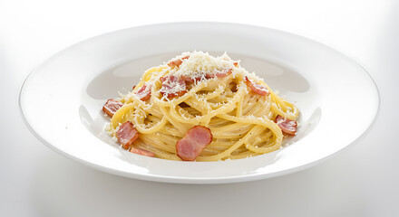 Spaghetti Carbonara with Bacon and Grated Cheese pasta