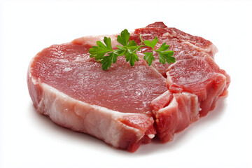 Fototapeta premium A raw veal cutlet, 3D render, isolated on a white background. 