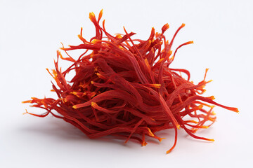 Fototapeta premium A saffron threads, 3D render, isolated on a white background. 