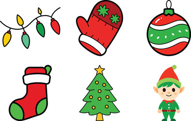 set of christmas elements