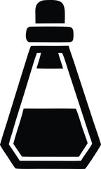 Simple black silhouette icon of a chemical flask with liquid inside perfect for science education and laboratory designs