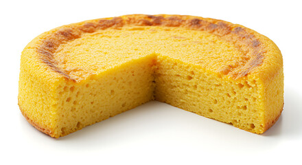 Golden Yellow Cake with a Slice Removed dessert sweet