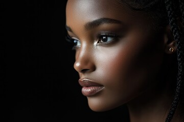 Fototapeta premium Woman portrait with dramatic black background