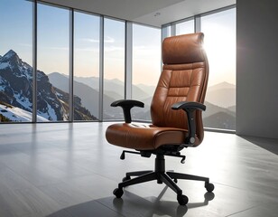 Modern office chair with mountain view