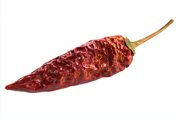 A whole dried chili pepper, 3D render, isolated on a white background.