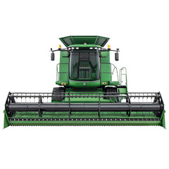 Combine harvester isolated on transparent background for farming