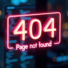 Obraz premium sign with glowing neon text in center “404” and text 