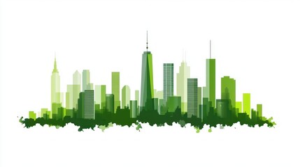 Fototapeta premium Green city skyline illustration