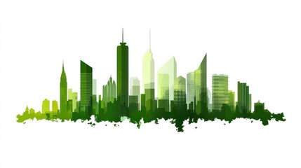 Fototapeta premium Green city skyline silhouette