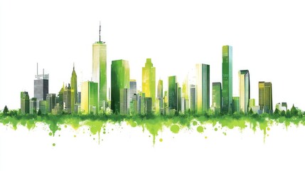 Fototapeta premium Green city skyline illustration