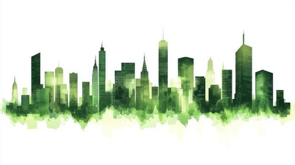 Fototapeta premium City skyline watercolor illustration