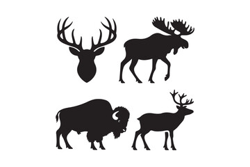 Silhouettes of north american wildlife animals
