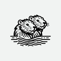 line art beaver logo design, vector illustration Canadian icon logo design concept. Beaver day illustration. Beaver Mascot Logo, Cartoon Beaver Mascot. Beaver family illustration. line art beaver logo