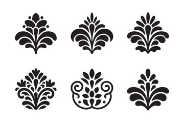 Elegant black floral ornate decorative elements collection