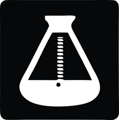 Simple white chemistry flask icon with graduated markings for science and laboratory use