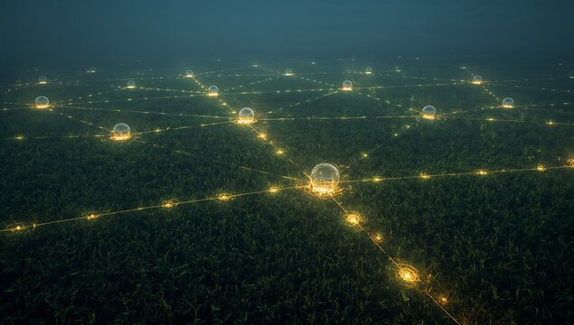 Futuristic Smart City Grid with Digital Light Nodes