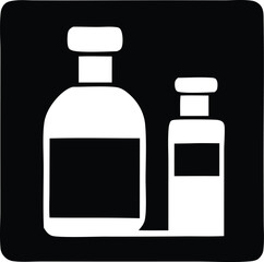 Clean white bottles icon symbolizing health care medicine pharmaceutical liquid dispensing bottles container