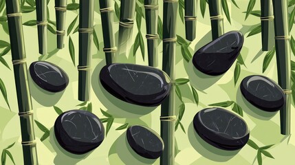 Zen garden stones and bamboo
