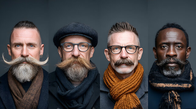 Diverse Men Showcasing Mustaches Grown for Movember: Celebrating No Shave November in Style