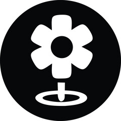 Simple yet striking geometric flower icon symbol representing nature growth and digital location services with a central dark core.