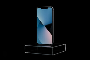 mobile phone  3d podium background  isolated