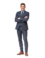 Full Body Portrait of a Smiling Confident Businessman