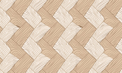 Abstract Hand-Drawn Basket Weave Seamless Pattern, Rustic Rattan Background
