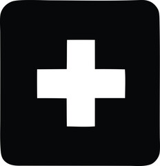 Obraz premium Simple white plus symbol icon within a black rounded square interface element for digital applications and user interface design