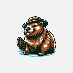 beaver logo design, vector illustration Canadian icon logo design concept. Beaver day illustration. Beaver Mascot Logo, Cartoon Beaver Mascot. line art beaver illustration
