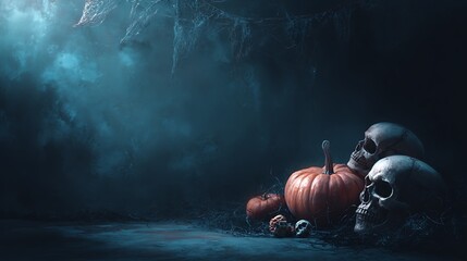 Naklejka premium a dark halloween background for a banner or postcard