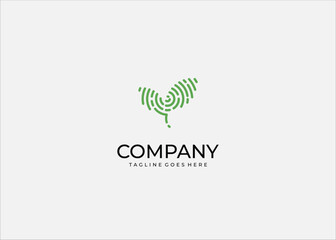 Fototapeta premium Abstract green leaf technology logo design, modern eco innovation vector, digital nature concept, sustainable energy, futuristic environmental illustration, biotech, ecology, and smart green identity.