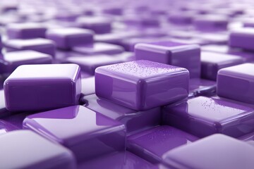 Obraz premium A digitally rendered abstract purple background with cube geometric shapes, highlighting the texture and dimension of overlapping elements in a modern style.