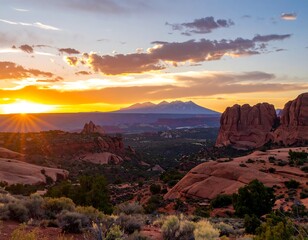 Scenic sunset over desert landscape