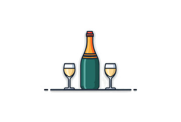 Champagne bottle and glasses